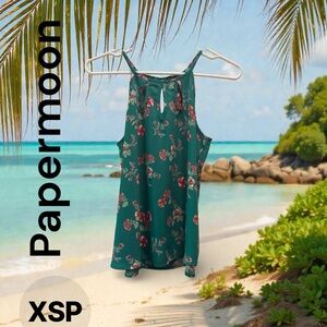 Papermoon Womens Multicolor Floral Sleeveless Keyhole Neck Blouse